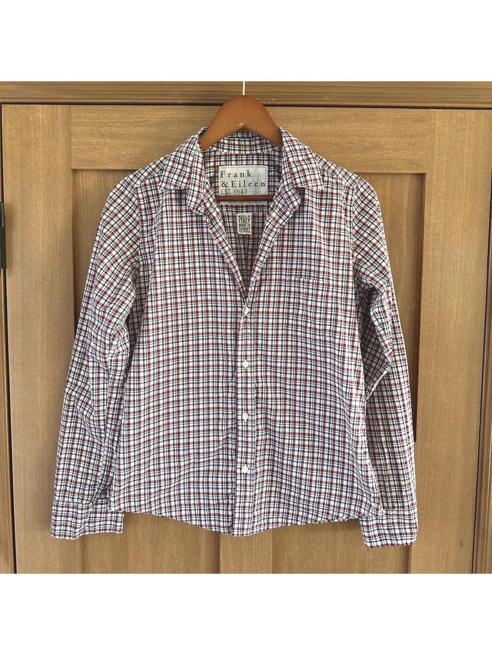 Frank & Eileen Barry Cotton Tailored Button Up Shirt Plaid Check Women’s Small